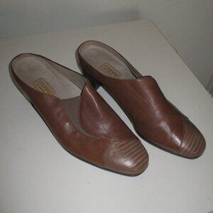 Munro American Womens Tan Leather Snake Toe 2" Block Heel Mule NWOB - Size 10M
